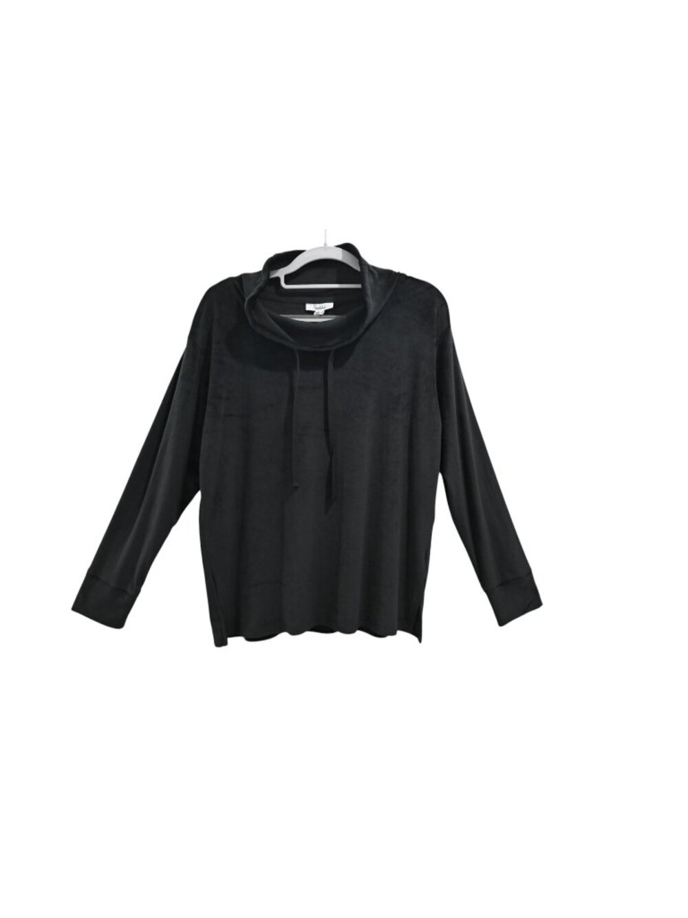 NWT Roudelain Plush Mock Neck Pullover Long Sleeve Drawstring Sz S Black Pajama